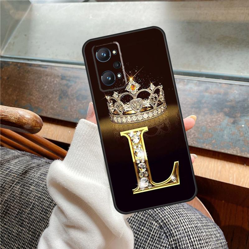 Чехол с золотым мраморным монограммой буквы Для Realme 11 12 13 14 Pro Plus C53 C55 C51 C25 C63 C61 C65 C67 C71 C75 GT6 GT7 15 Pro