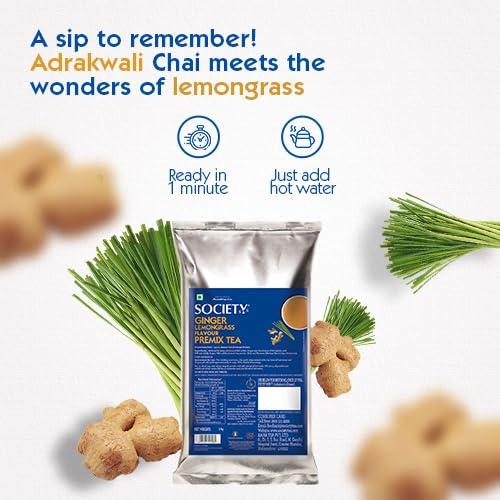 Society One Minute Tea Ginger Lemongrass Flavour Instant Flavoured Tea 1 kg Pouch Pack of 1