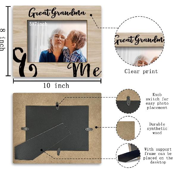 FONDCANYON Great Grandma Picture Frame - Great Grandma Frame, Great Grandma Gift, Mothers Day Gifts for Great Grandma from Grandchildren, Great