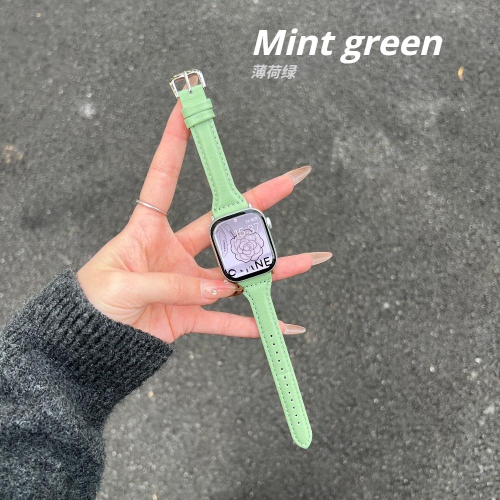 Тонкий кожаный ремешок для Apple Watch Series 11 46 мм, ремешок 42 мм, 49 мм, 44 мм, 40 мм, 41 мм, 45 мм, 38 мм, 45 мм, IWatch Ultra 2/3 S10 9 8 7 SE 6 5 4 3 2, женский браслет