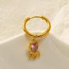 Cute Multi-color Zircon Goldfish Pendant Earrings Gold Plated Round Circle Hoop Earrings Stainless Steel Fashion Jewelry Aretes