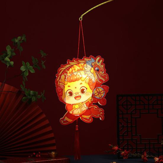 Ручные фонарики Года Дракона, милый мультяшный дизайн, ручной фонарь с четким принтом и зашифрованными кисточками