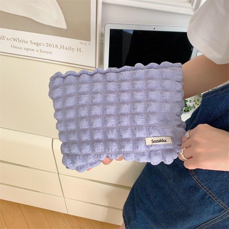 Мягкие цветные косметички большой вместимости из пузырьковой пряжи, дорожные туалетные принадлежности для ухода за кожей, косметичка-органайзер, клатч, косметичка на каждый день