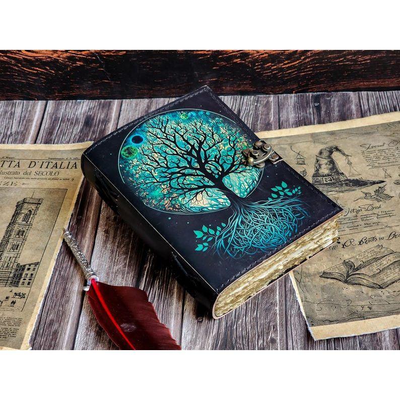 Новый кожаный журнал Древо жизни - Блокноты из натуральной кожи для женщин - Красивый журнал Для зарисовок Книга для путешествий Пустая книга Заклинания Подарки