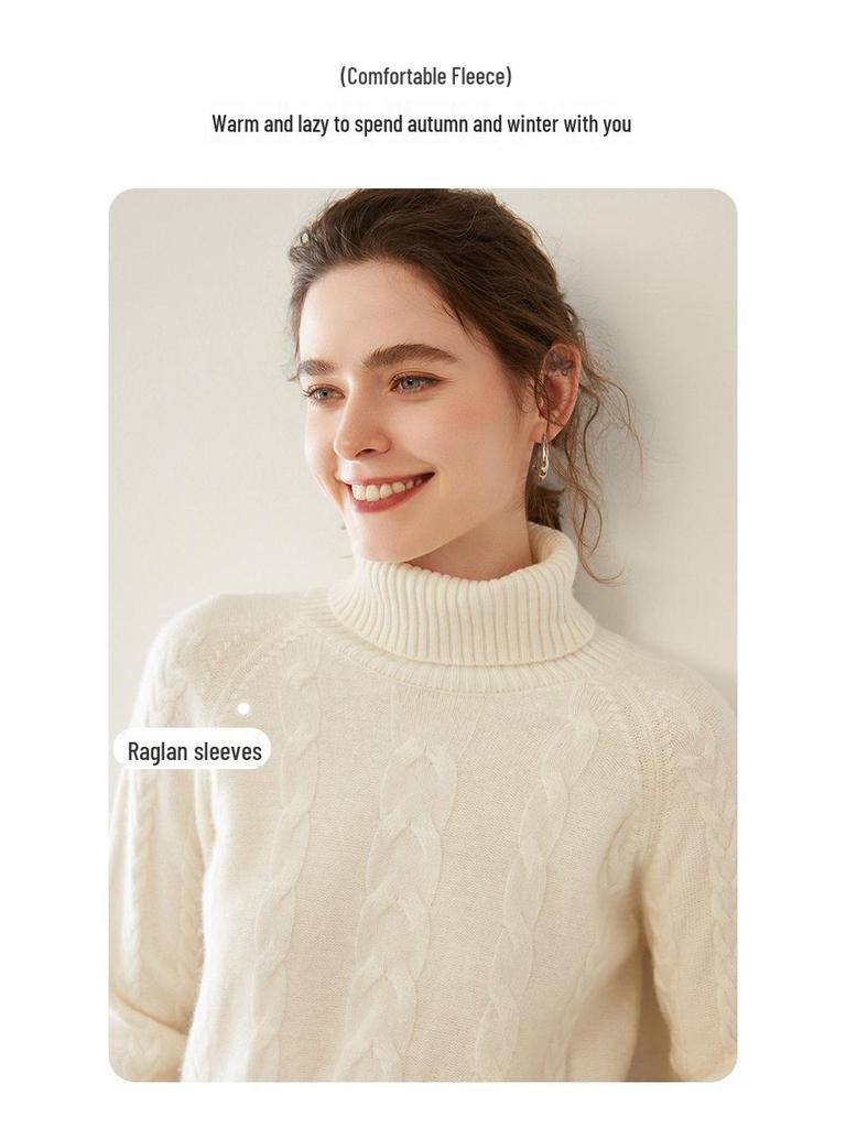 Женский кашемировый свитер толстой вязки «косичка» в два сложения - с длинным рукавом, средней длины, осенне-зимняя базовая вещь премиум-класса