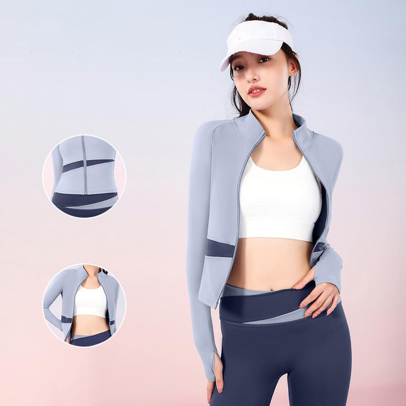 Спортивная куртка с длинным рукавом, женская рубашка на молнии для фитнеса, йоги, спортивный топ, спортивная одежда, быстросохнущие пальто для бега, одежда для тренировок, женская спортивная одежда