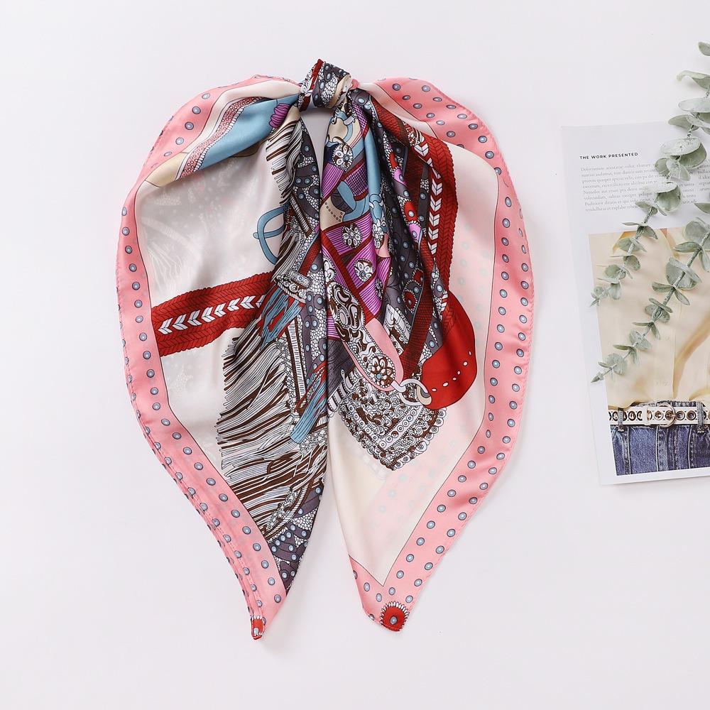 70 * 70 Four Seasons Available New Women'S Small Square Scarf, High Grade Letter Printed Scarf, Professional Scarf, Satin Scarf