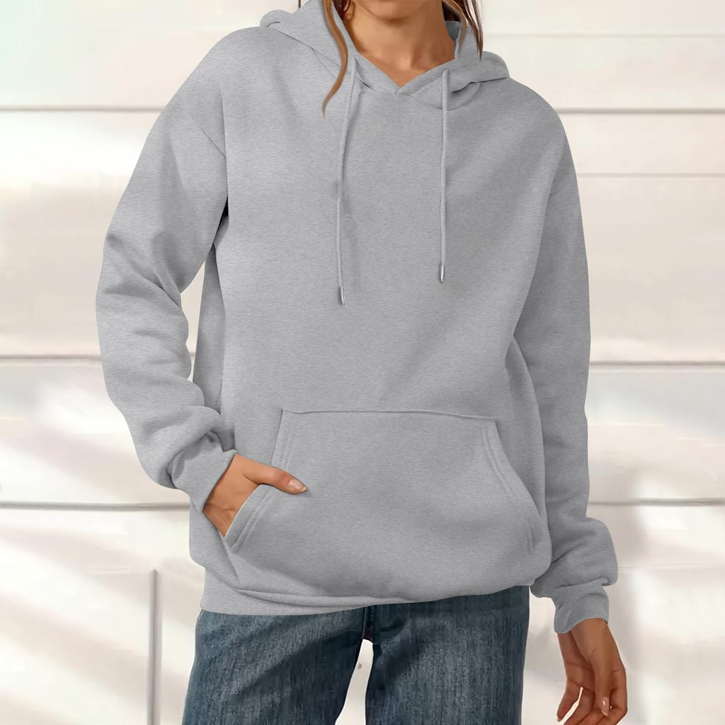 Women's Fashion Solid Color Casual Long Sleeve Hoodie