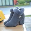 New Cotton Boots for Women with Fleece Boots New Large Size Pointed Rhine-drill Comfortable Hair Short Ankle Boots P765