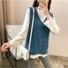 Sweater Vest V-neck Sleeveless Knitted Camisole Women's Retro Sweater Vest Solid Color Interior Layering Autumn and Winter