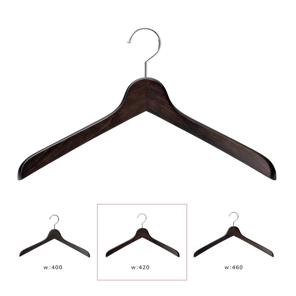 Nakata Hanger Made in Japan Wooden Shirt Set of Smoke - Men's Hangers, 5, Brown, SET-02 (420mm)