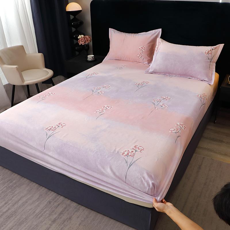 Pure Cotton Fitted Bed Sheets Geometric Bedsheet Non-slip Bed Cover Skin-friendly Bed Linen Couvre Lit (Pillowcase Need Order)