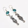 Swiss Blue Topaz Gemstone Handmade 925 Silver Plated Jewelry Earring 2.38"