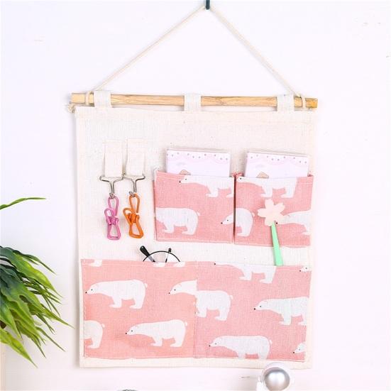 Сумка для хранения с 5 сетками, настенная подвеска, износостойкий хлопок, лен, экономия места, сильная загрузка, держатель для телефона, сумка для хранения для дома