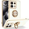 Case for Xiaomi 14T, Shockproof Silicone Protection with 360° Rotating Ring - White