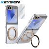 KEYSION Вращающийся на 360° магнитный чехол-подставка с кольцом для Samsung Galaxy Z Flip 6 5 5G Прозрачный чехол для телефона с защитой экрана