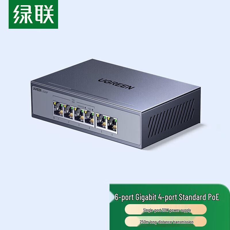 Ugreen 6-портовый гигабитный неуправляемый PoE-коммутатор