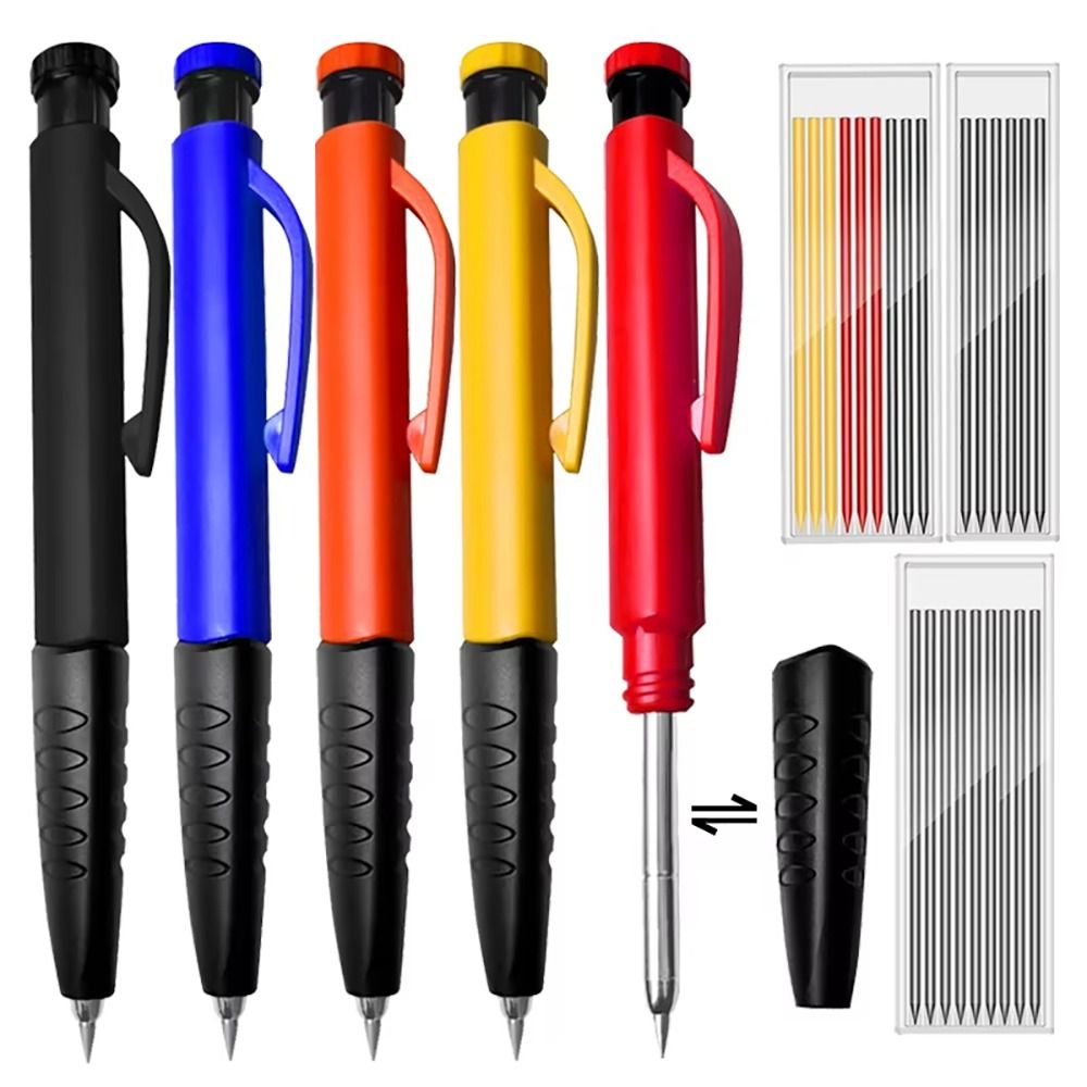 1Set Built-in Sharpener Mechanical Pencil 2.8mm Solid Carpenter Pencil  Woodworking Construction