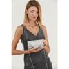 Silver Striped Bream Evening Dress Bag Portfolio Clutch Bag