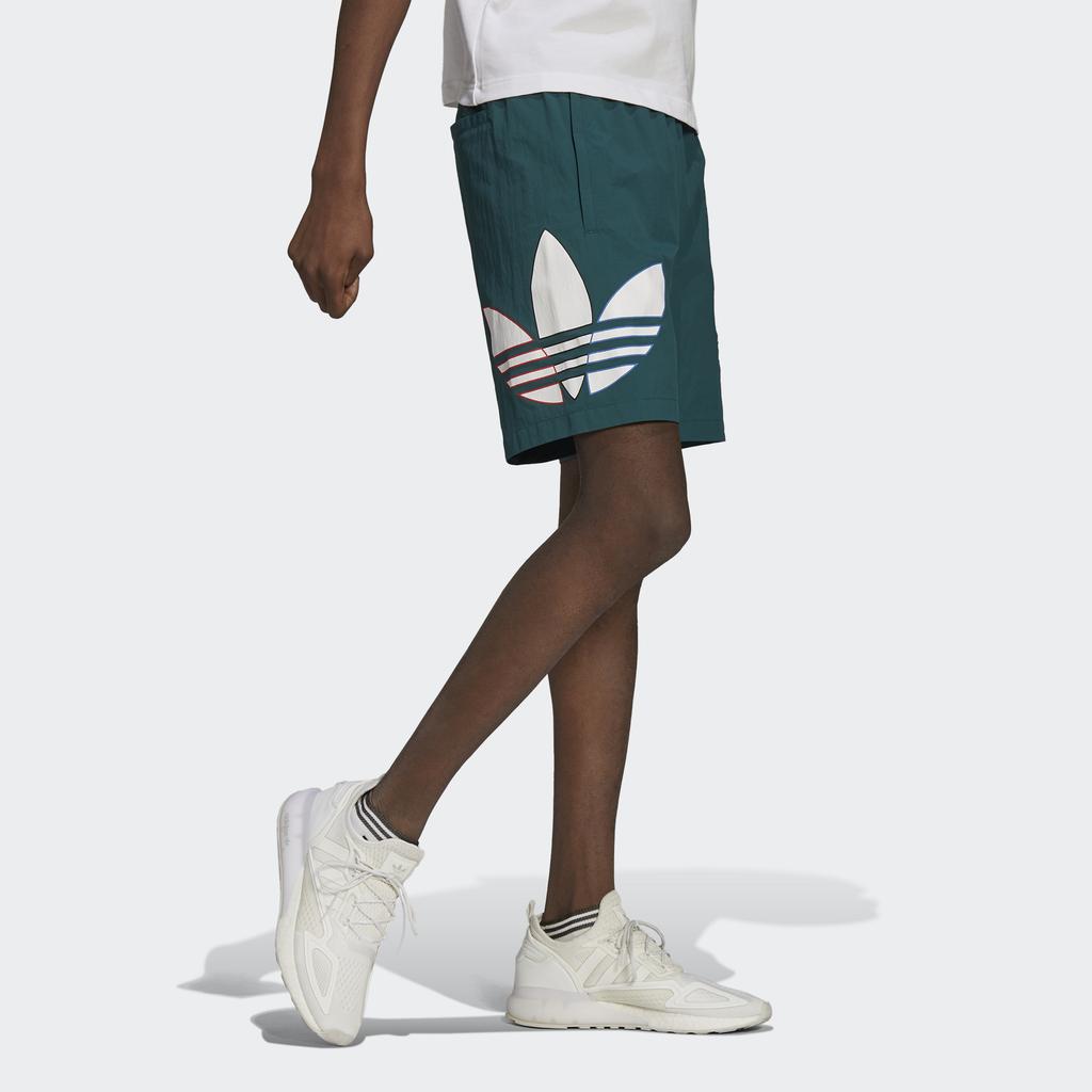 Adidas Originals Trefoil Tricolor Короткие быстросохнущие тренировочные шорты с логотипом, мужские штаны, зеленые H09358
