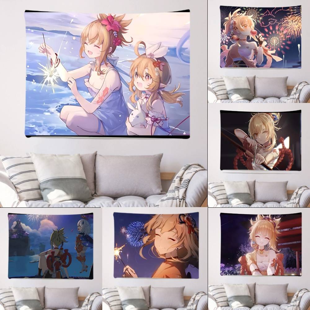 Ёимия Genshin Impact Аниме Девушка Флаг Флаги Персонализированные Предметы Флаги Для Спален Домашний Гобелен
