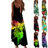 Fashionable Women's Summer Loose Printed Flowing V -neck Cute Suspender Dress