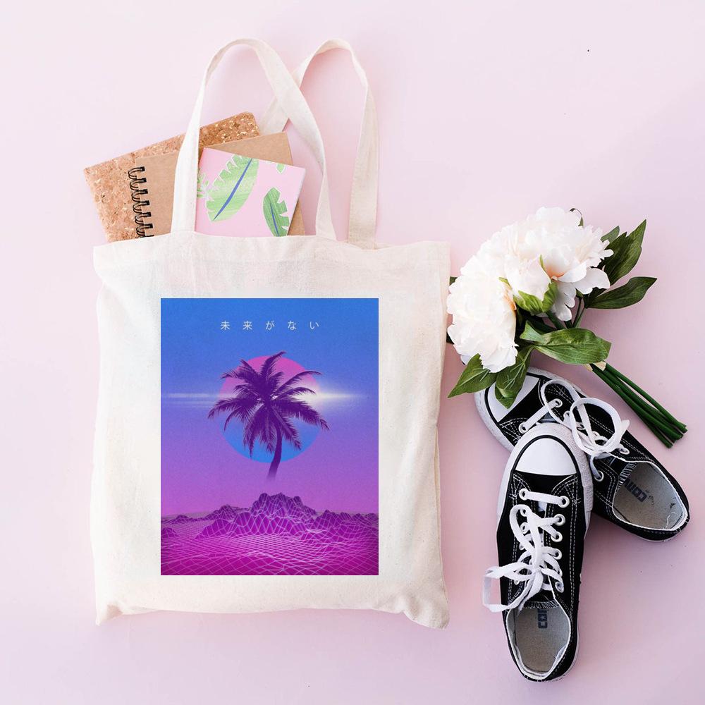 Harajuku Punk Vintage Y2k Эстетическая женская сумка с принтом Vaporwave Art Grunge School Bag Эстетичная холщовая сумка Большая вместительная сумка-шоппер