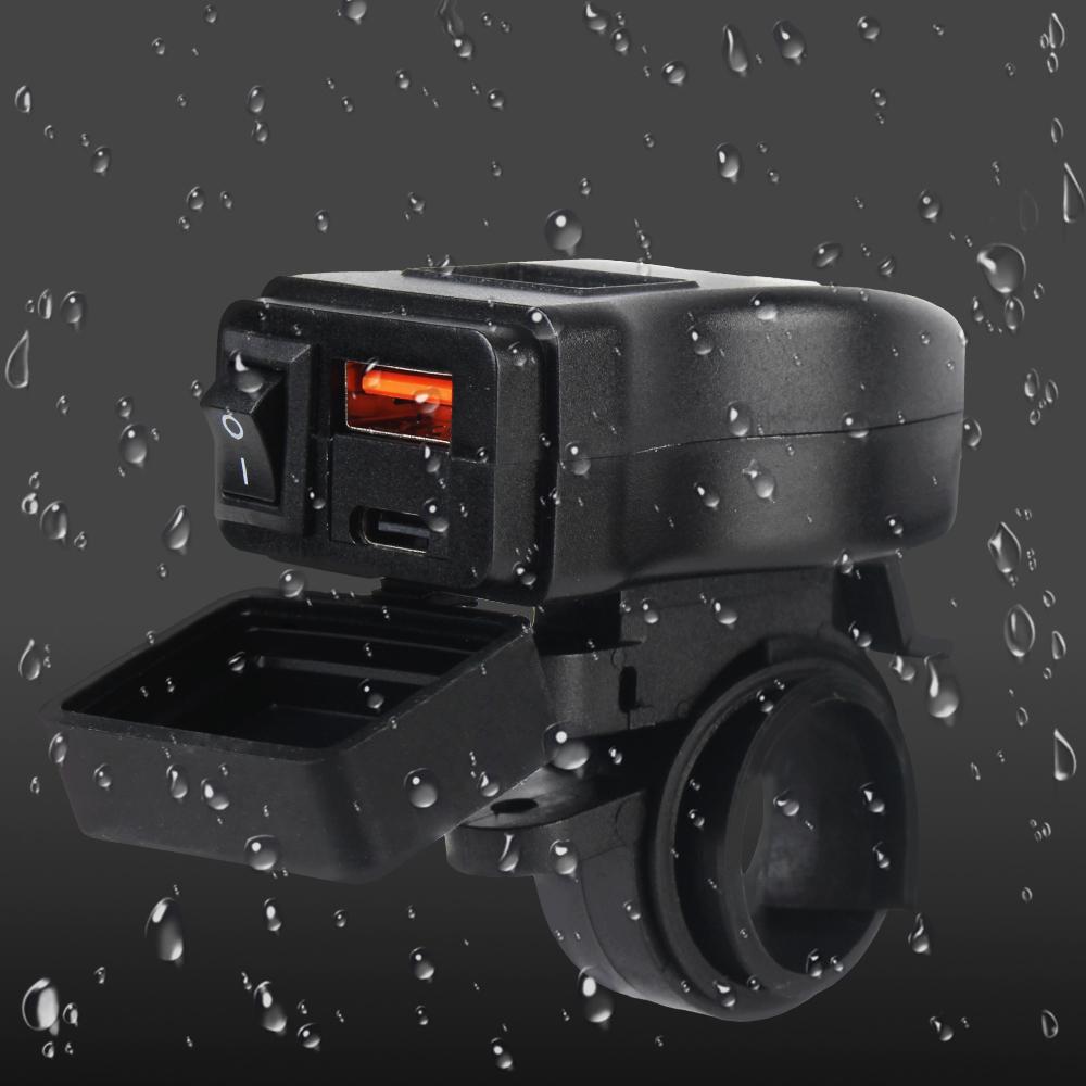 Мотоциклетное USB-зарядное устройство для быстрой сотовой связи с разъемом для сотовой связи, портами PD, быстрая зарядка 3.0, водонепроницаемое