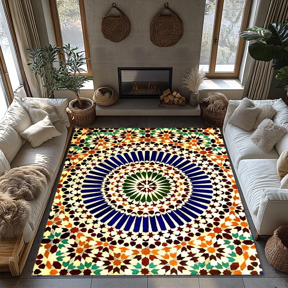 Moroccan Area Rug Vintage Persian Carpet Bohemian Floor Mat Home Decor Living Room Bedroom Kilim Non Slip Washable