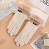 Warm Gloves for Women In Autumn and Winter Cute Waffle Driving Cold Proof Plus Velvet Thickened Outdoor Riding Touch Screen Gloves