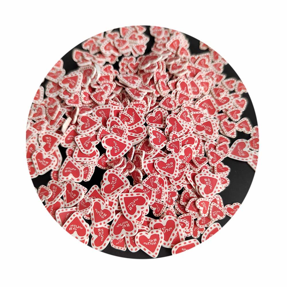 1kg Customized Red Heart Polymer Crafts Mini Soft Clay Handmade DIY Fillers Kids Slime Art Play Supplies