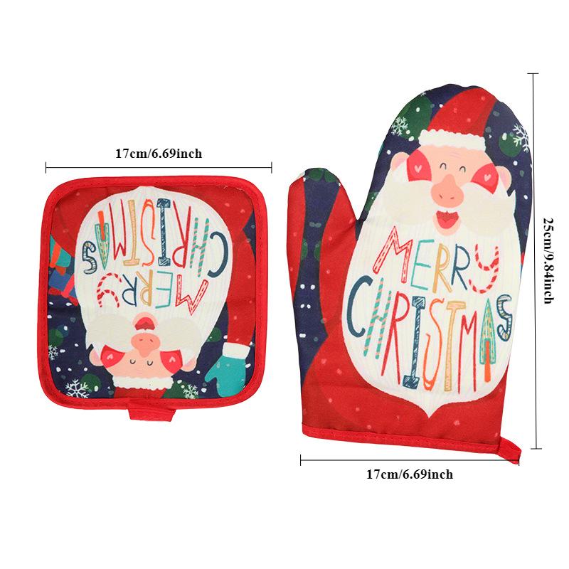 Креативные прихватки для духовки Новые рождественские перчатки для выпечки, теплоизоляционные перчатки для духовки и микроволновой печи, набор подушек