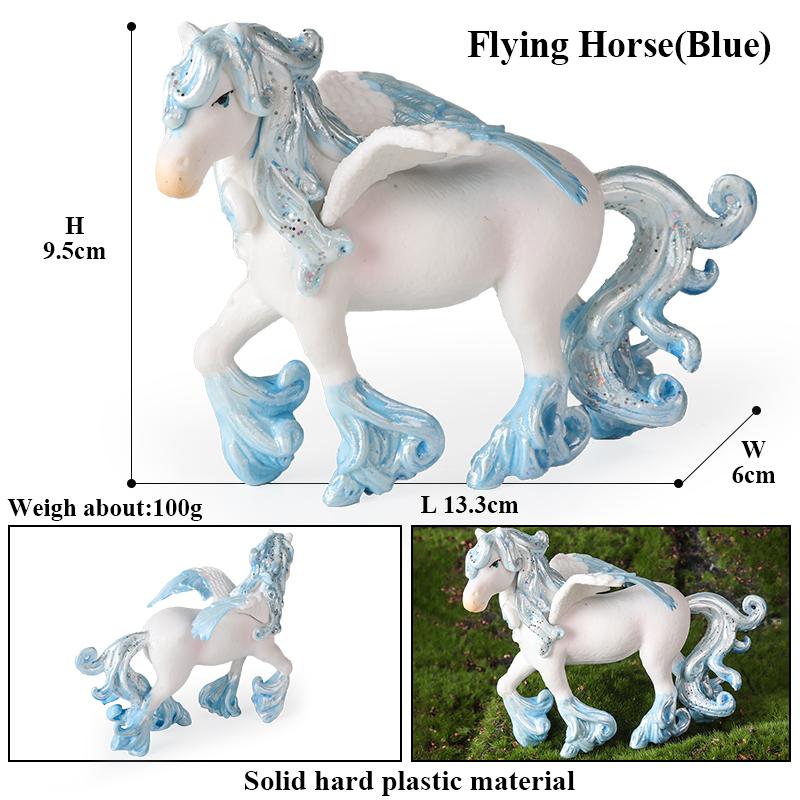 Oenux Mythical Rainbow Pegasus Simulation Animal Figures Model Fairy Tale Fly Horse Action PVC Educational Toys Girl Gift