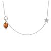 Les Trésors De Lily [R5546] - Handmade Silver Necklace 'Inspiration' Cognac Amber - 7 Mm Star - 5 Mm Pearl