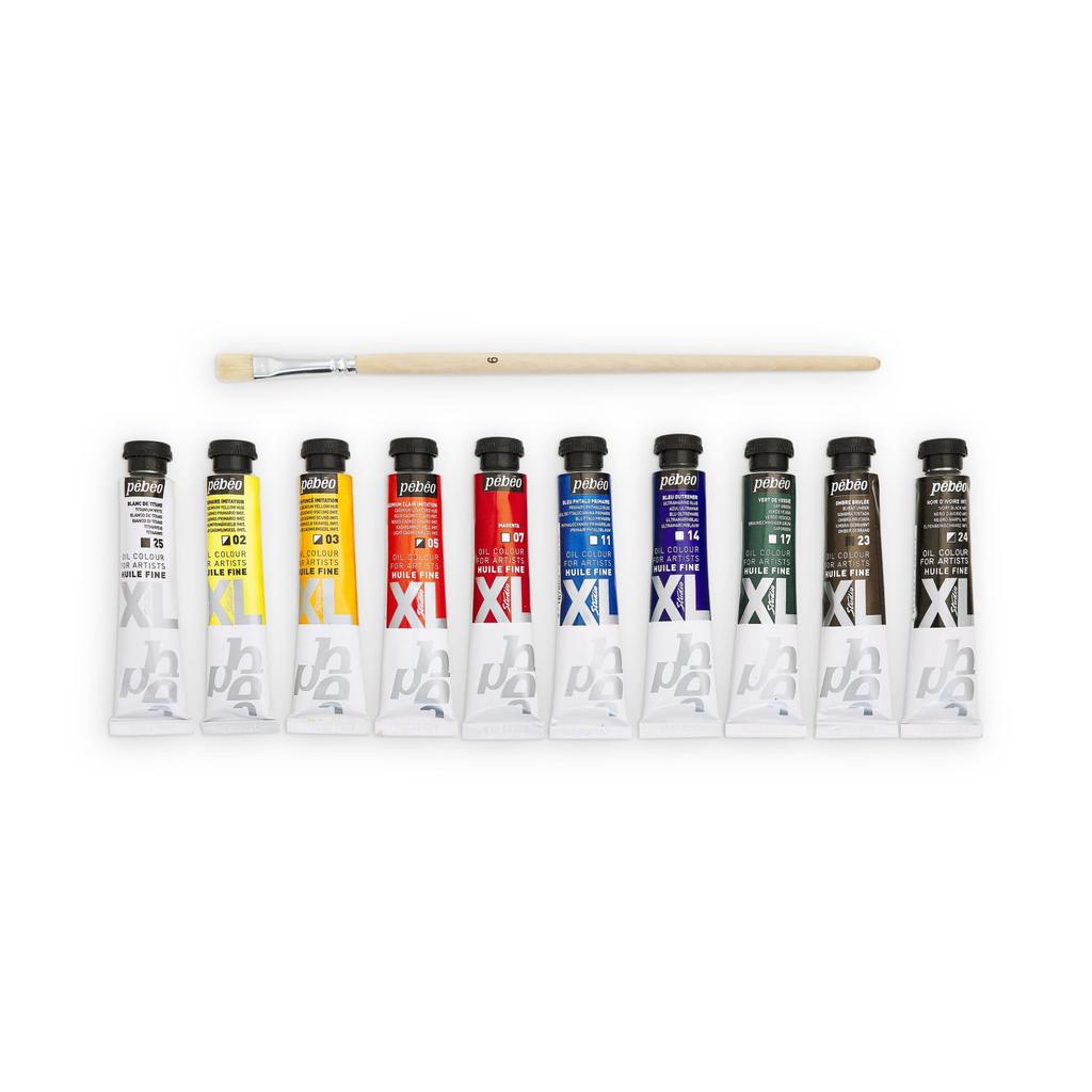 Pebeo Oil Paint XL Set X 10 Colors 1 Brush (20ml + Included)