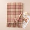 Warm Faux Cashmere Plaid Scarf Women Winter Thick Long Wrap Shawl With Tassels College Style