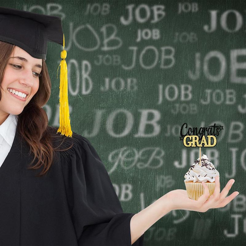 Class Of 2025 Graduation Cupcake Topper - Celebrate Graduation Day With Glitter Congrats Grad Cupcake Picks Decorations