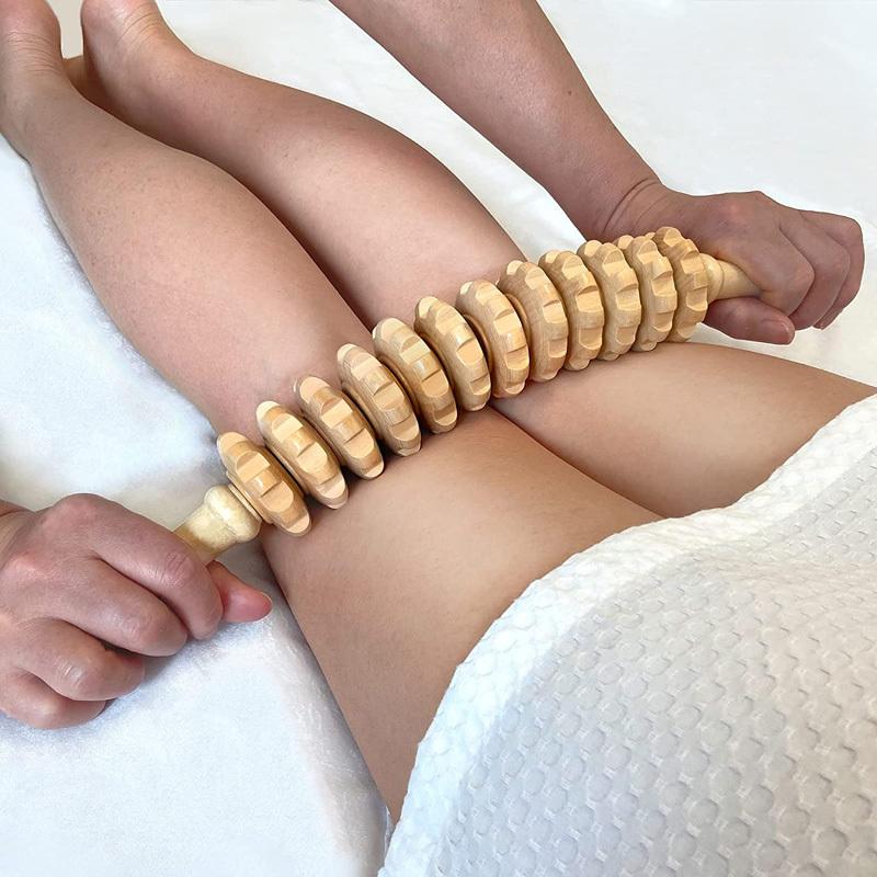 Wooden Massager Handheld Roller Stick Trigger Point Manual Massage Tools Body Muscle Pain Relief