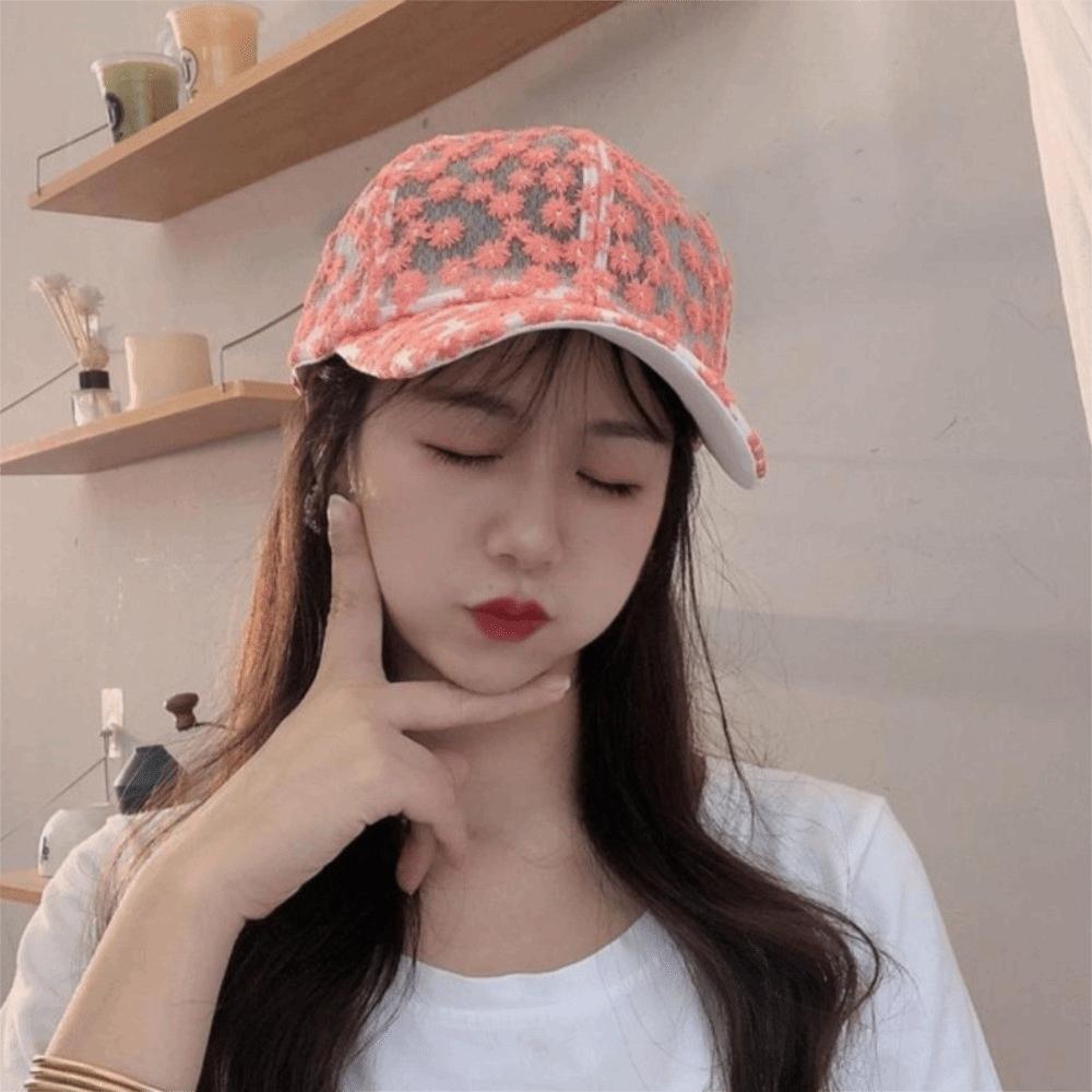 Adjustable Flower Baseball Cap Embroidered Mesh Peaked Hat Casual Visors Cap Outdoor