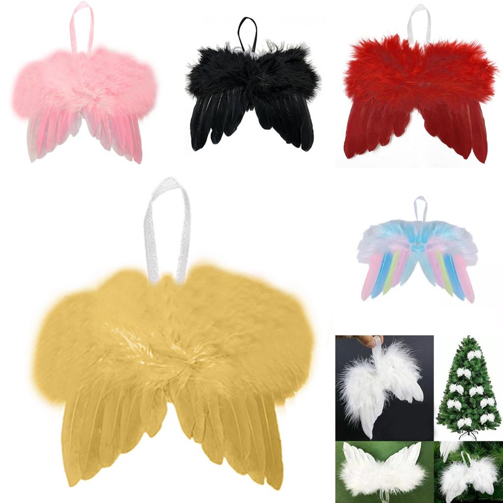 Wings 5pcs Angel Christmas Feather Baubles Tree Hanging Ornament Diy Decor Craft