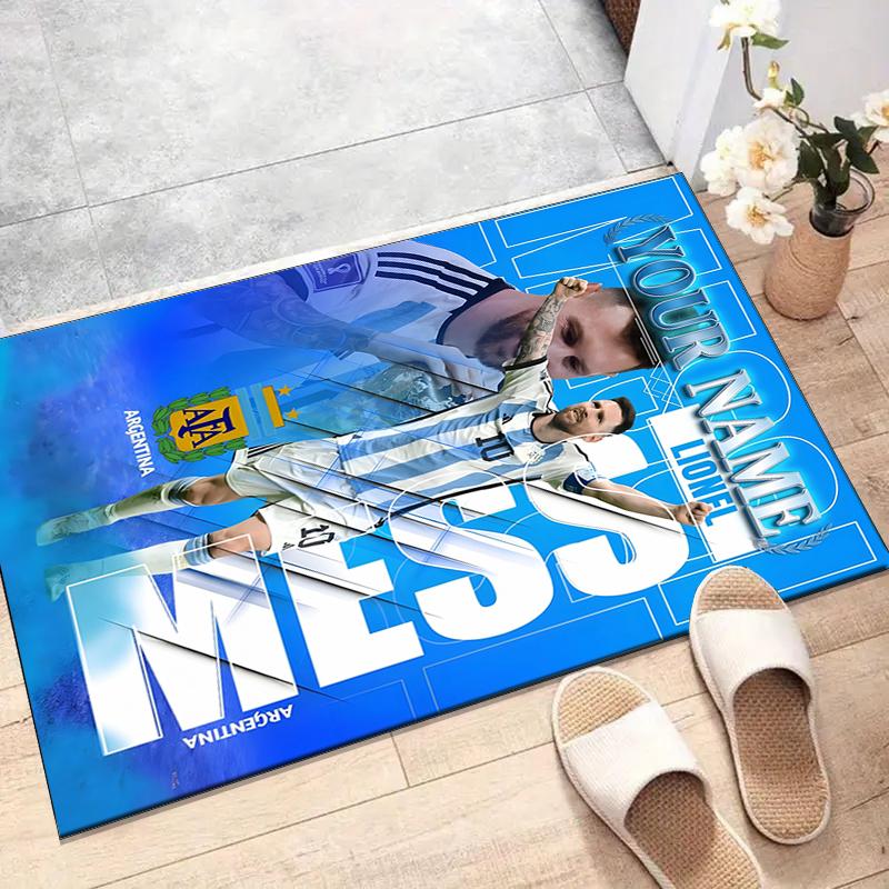 M-Messi Design Area Rug Personalized Name- Non-Slip, Soft & Cozy Floor Mat for Living Room, Office - Indoor/Outdoor Carpet