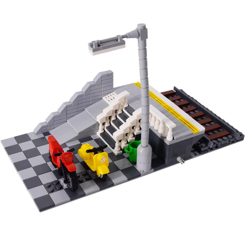 Набор деталей MOC City Series для сборки железнодорожного переезда, рельсовые пути, тройной переключатель, блоки-кирпичики, конструктор, развивающие игрушки, наборы для детей