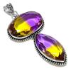 Bi-Color Tourmaline Gemstone Handmade 925 Sterling Silver Pendant 3.55" L4d28