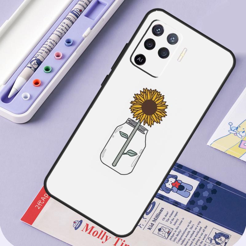 Летний Цветочный Чехол с Ромашками и Подсолнухами Для Oppo A40 A60 A80 A94 A74 A54 A15 A18 A38 A58 A78 A98 A16 A76 A96 A57 A17 A77 A5 Pro