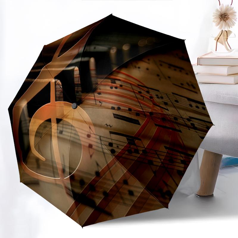 1PC Musical notes Umbrella Portable Folding Umbrella Iron Frame Hole Bone Structure Outdoor Home Umbrella A4