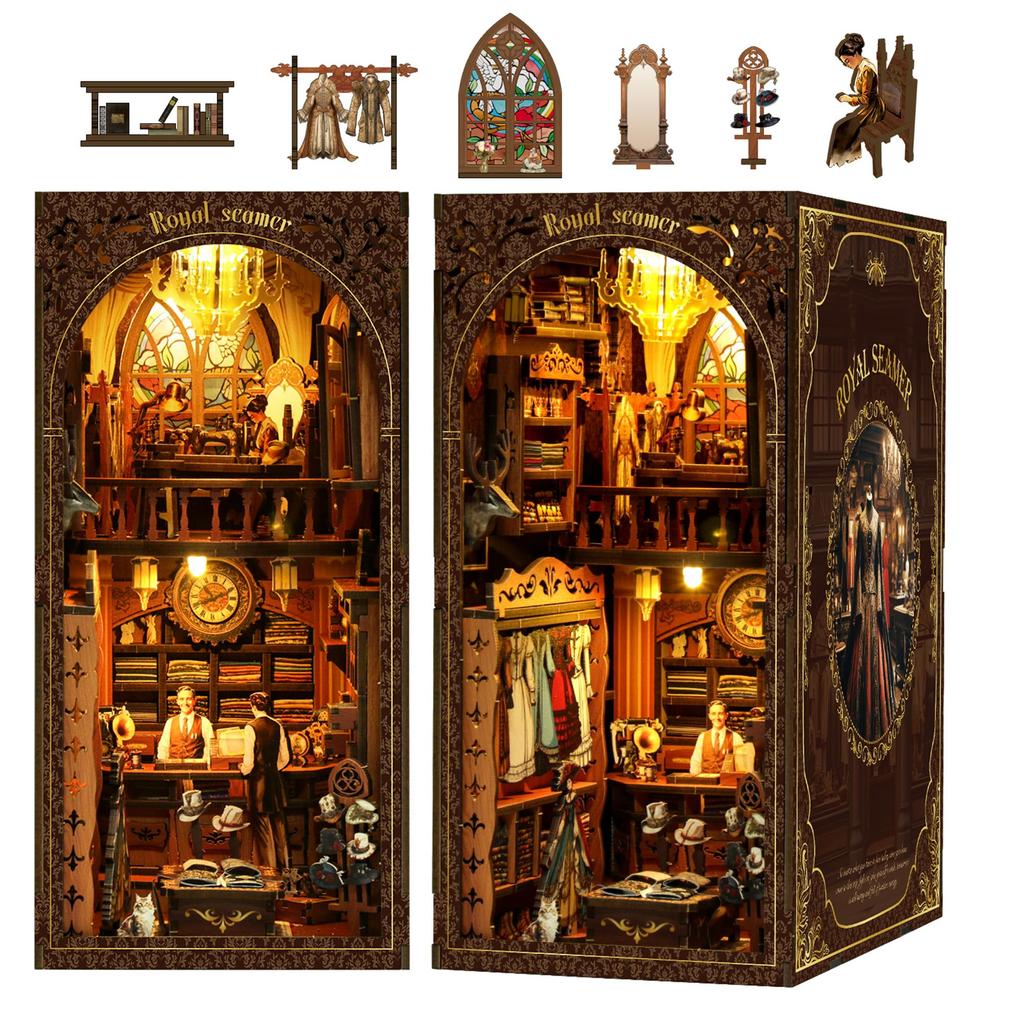 CRESYMME Miniature House Dollhouse Book Nook Kit, Wooden DIY 3D Hobby Handmade (The Tale of the Royal Tailor)