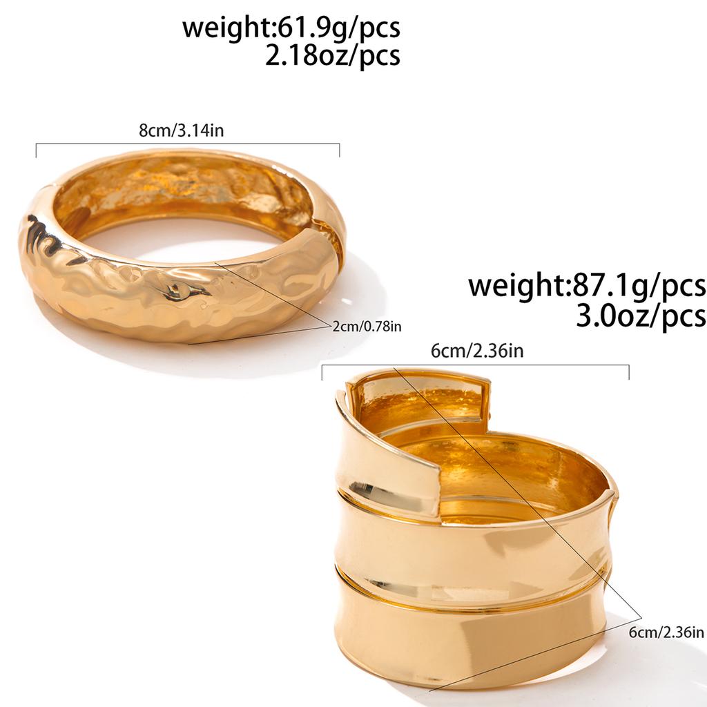 Ingemark Exaggerated Irregular Geometric Metal Chunky Spring Bangles Women Punk Wide Cuff Open Bracelet Unisex Steampunk Jewelry