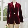 Бархатный пиджак с длинными рукавами и лацканами, на одной пуговице, офисная верхняя одежда, универсальный стиль