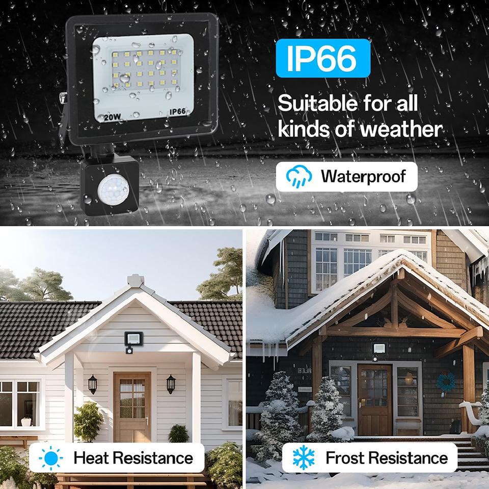 LED Floodlight Motion Sensor AC220V AC110V 10W-300W Waterproof Outdoor Projector Exterior Spotlight Outdoor lamp Wall Reflector
