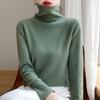 Women's 100% Wool Rolled Edge Turtleneck Sweater - Loose Fit Pullover Knit Base Layer